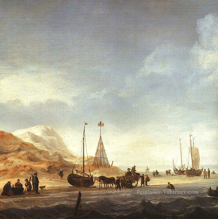 Plage marine Willem van de Velde le Jeune Bateau paysage marin Peintures à l'huile